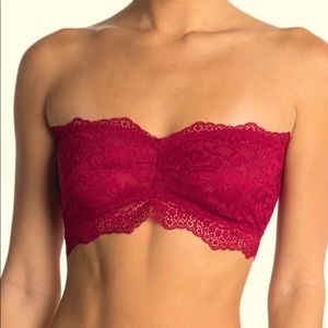 New Free People Lacey Looks Bandeau in Rich Red Burgundy